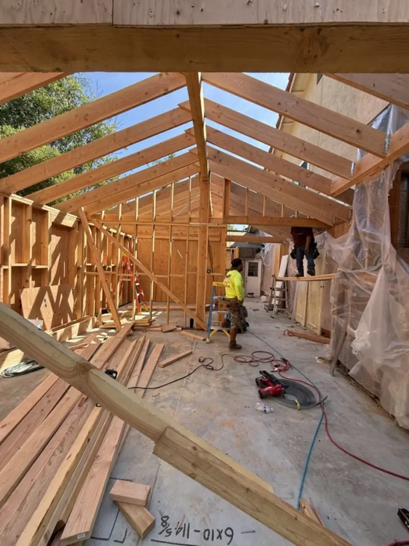 Roof framing on a room addition